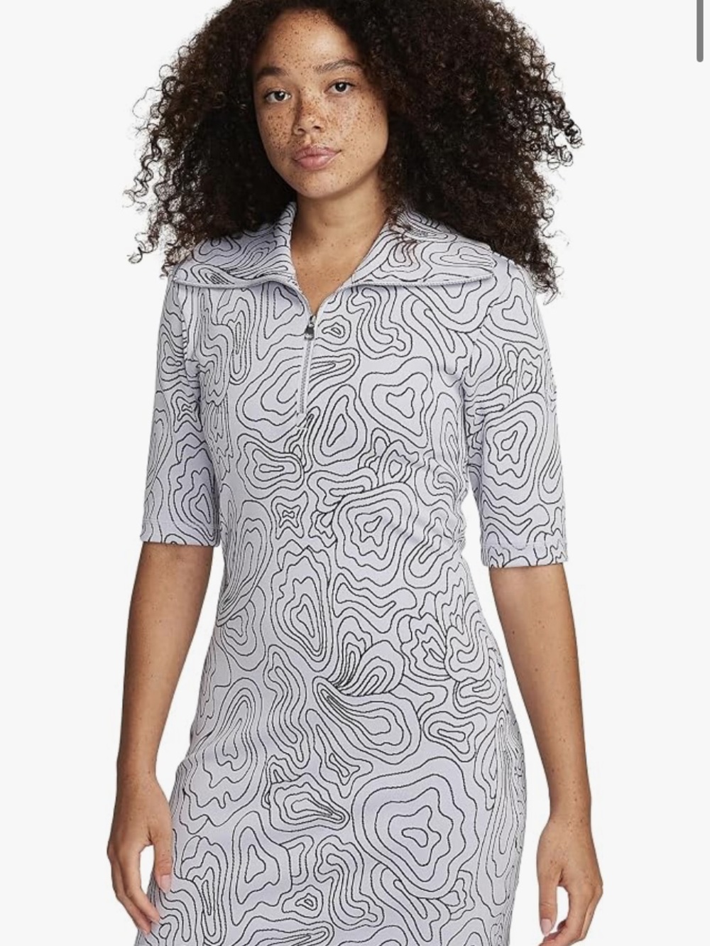 NWT Nike/ Serena  White Topographic Half-Zip Dress Size Small Retail 100 USD